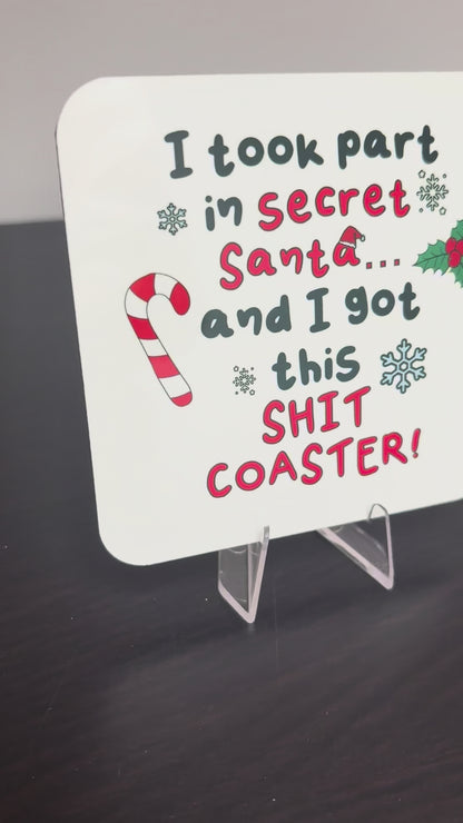 Secret Santa Funny Coaster, Christmas Gift, Funny Coaster, Novelty Coaster, Rude Gift For Colleague, Friendship Gift.