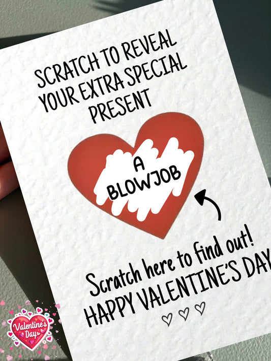 Valentine's Day Rude Surprise Scratch Card, Gift Reveal, Funny Greeting Card, Surprise Gift, Red Heart