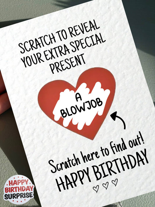 Funny BIRTHDAY SURPRISE Scratch Card, Cheeky Gift Reveal Greeting Card, Birthday Card, Rude Birthday Gift For BoyFriend, Partner, Husband