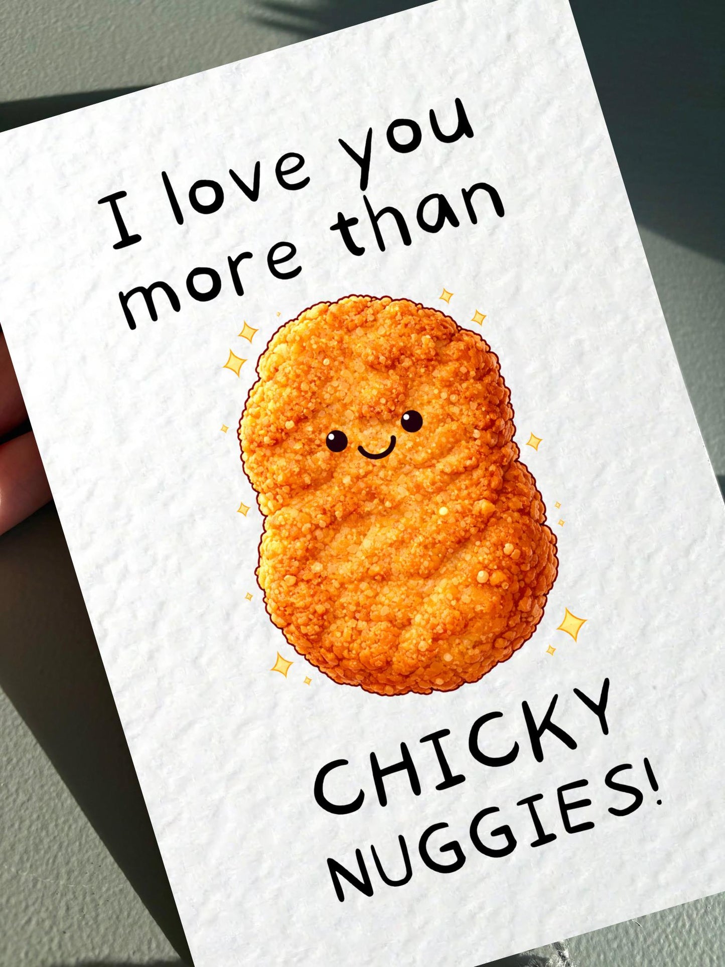 Chicken Nugget Card -Nugget Lover Card - Birthday Card For Best Friends - Valentine's Gift, Love You More Than Chicky Nuggies