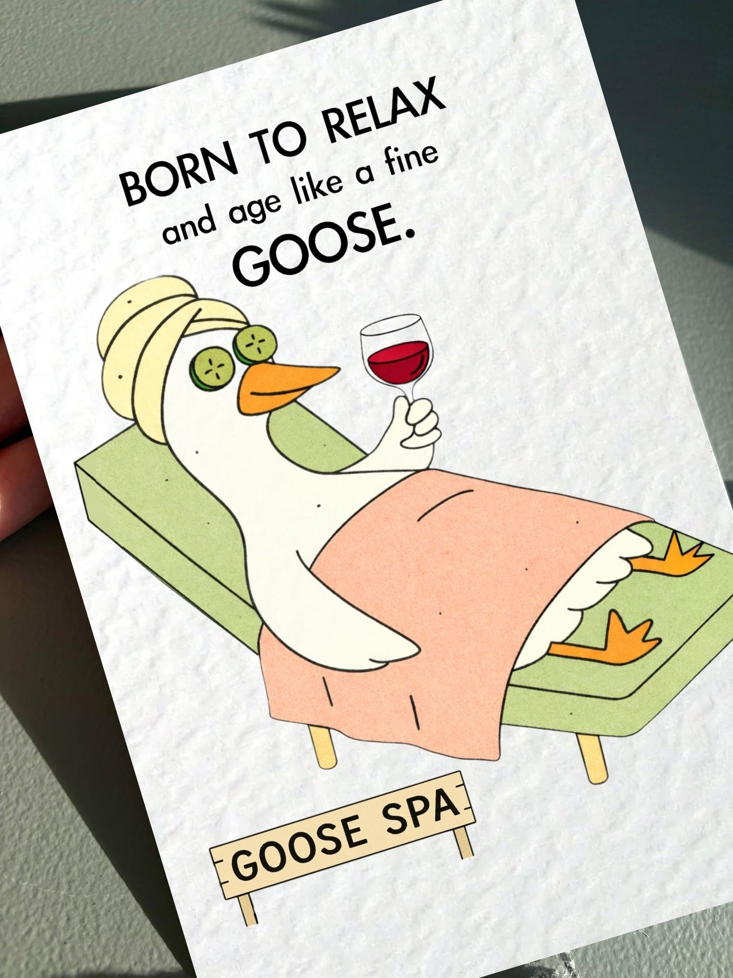 Funny Spa Goose Birthday Card: Humorous Design For Friend, Spa Treatment Greeting Card, Age Like A Fine Goose.