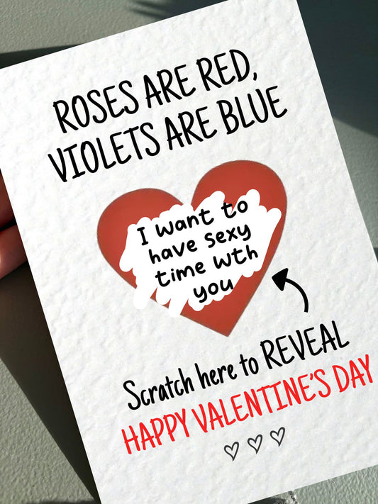 Valentine's Day Rude Surprise Scratch Card, Gift Reveal, Funny Greeting Card, Surprise Gift, Red Heart, I Like To Make Time