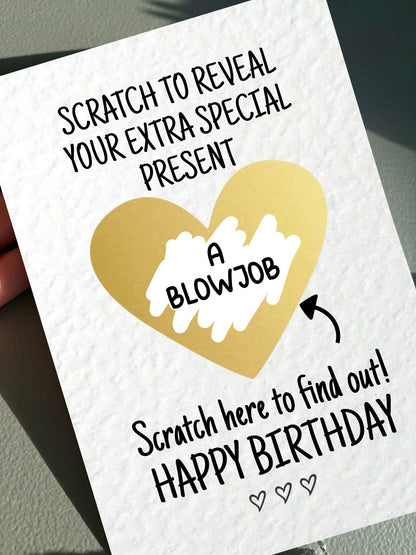 Funny Birthday Surprise Card, Cheeky Gift Reveal Greeting Card, Birthday Card,  Rude Birthday Gift For BoyFriend, Partner, Husband, Gold Heart